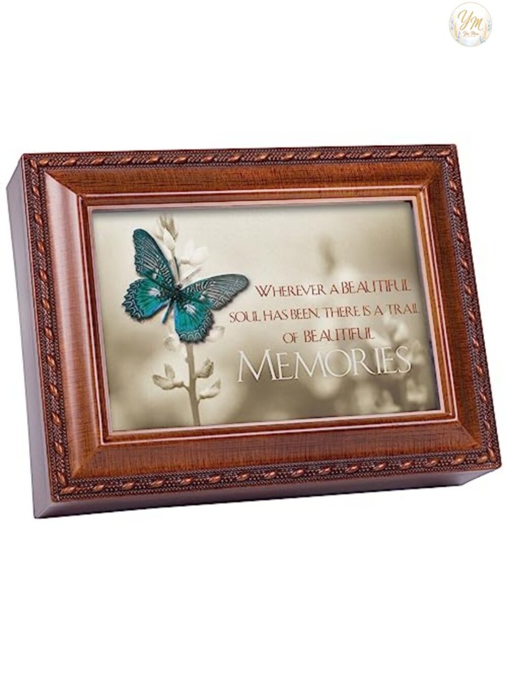 Cottage Garden Music Box Keepsake Plays Edelweiss Woodgrain Rope Trim Photo